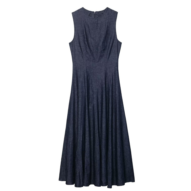 Midi Dress - 新しいスリムフィットファッションレトロデニムミディドレス