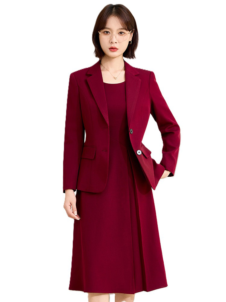 Women'S Red Formal Wear - レッドグレーネイビー オフィスレディース スカートスーツ ブレザー 女性 ビジネスワークウェア