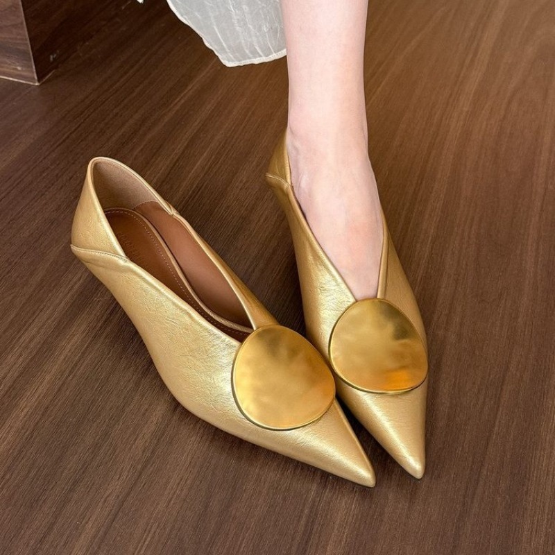Womens Heels - 2025年春夏 ポインテッドトゥ スリッポン レディース フラットシューズ 女性用