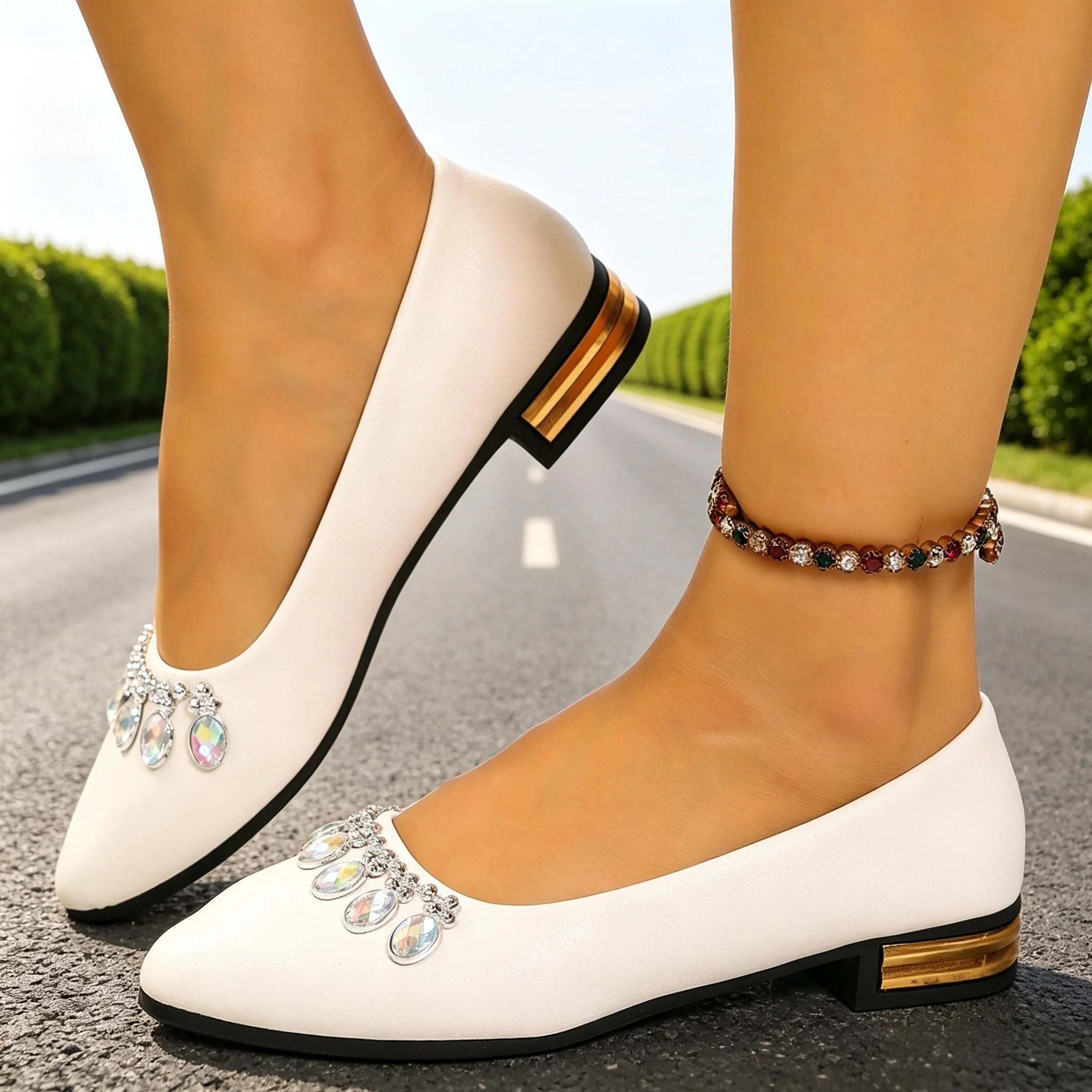 Womens Heels - レディースフラットシューズ ポインテッドトゥ バレエシューズ プラスサイズ フラットスニーカー レディース