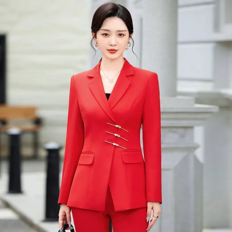 女性用2ピースフォーマルブレザー,ジャケットとパンツスーツ, - Women'S Red Formal Wear のレビューと価格