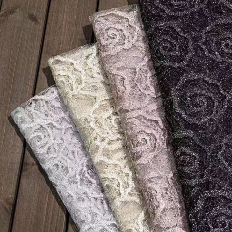刺繍入りチュールレーストリム生地、丸縫いローズ柄、高級中国風 - Lace Dress のレビューと価格