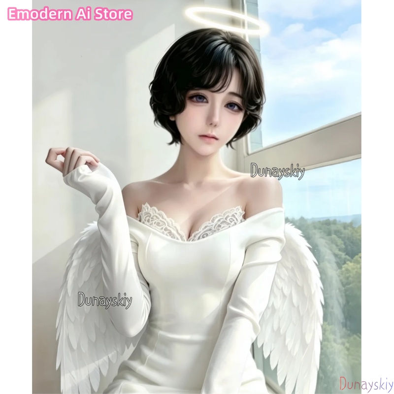 新しいイベントカフェクロスオーバーホワイトドレスアニメエイリ - Evening Gown のレビューと価格
