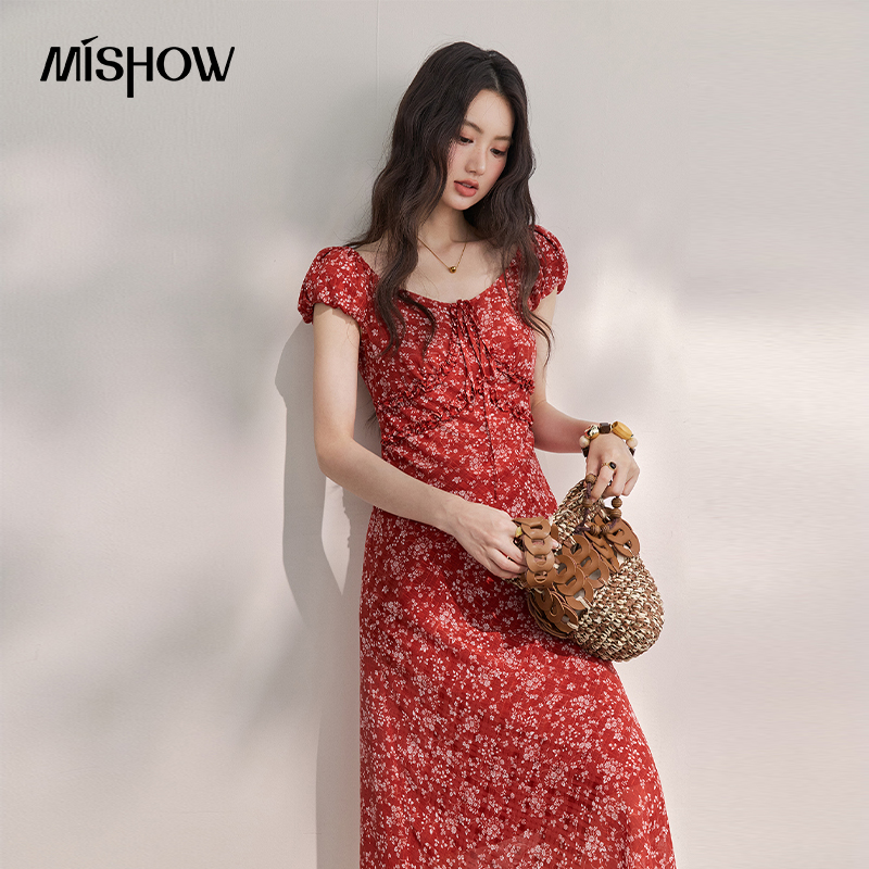 MISHOW レディース ヴィンテージ レッド 花柄 シフォ - Women'S Red Formal Wear のレビューと価格