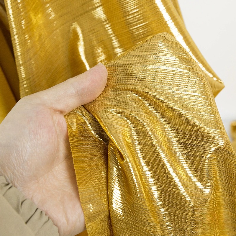 ゴールデンイエローのリブニット生地、ストレッチ性あり、ポリエ - Evening Gown のレビューと価格
