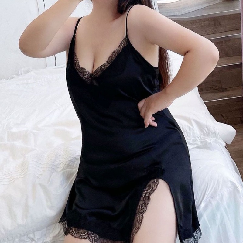 150 キロプラスサイズのセクシーなレースサテンサスペンダー - Lace Dress のレビューと価格
