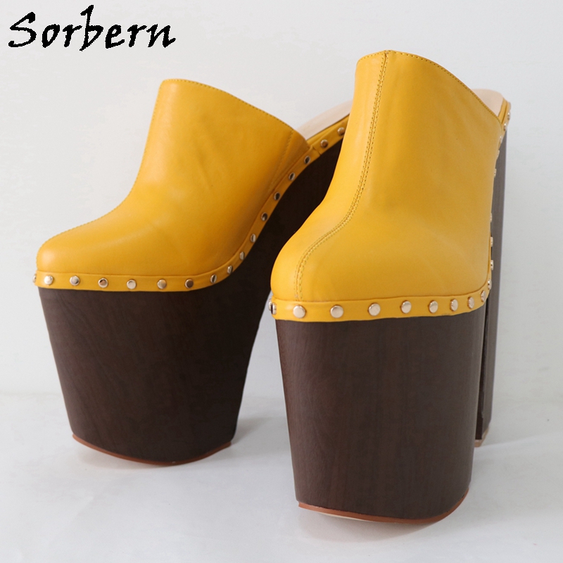Sorbern-女性用の光沢のあるミュール,ハイヒールの靴, - Pump Heel Block のレビューと価格