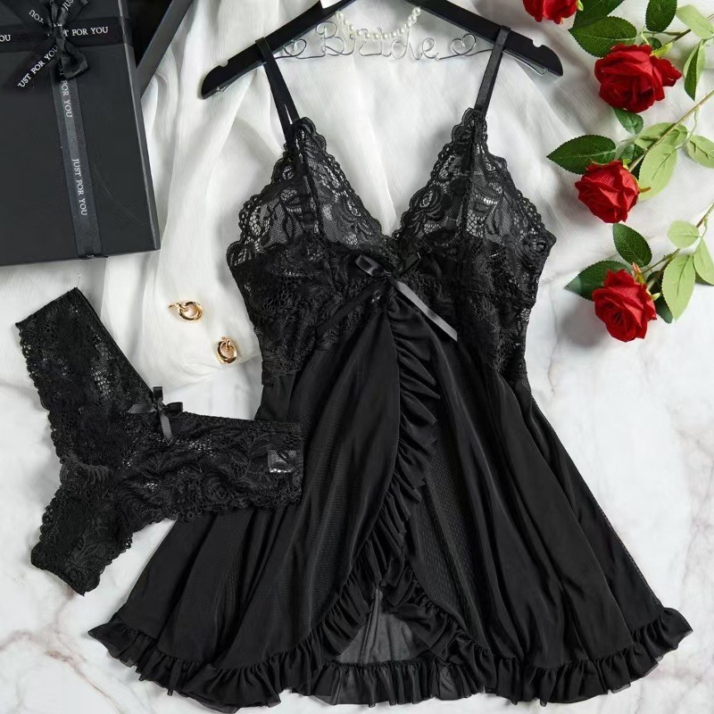 セクシーなナイトウェア、欧米風レースキャミソールパジャマドレ - Lace Dress のレビューと価格