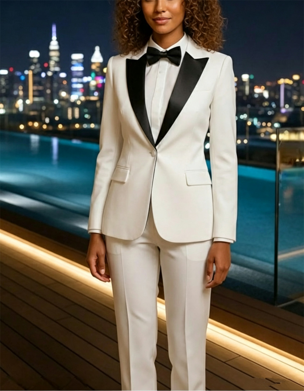 レディース 2 ピース スーツ ホワイト スーツ ブラック  - Womens Blazer のレビューと価格